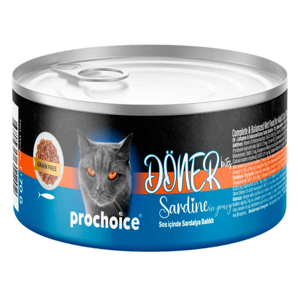 ProChoice Döner Bites Sos İçinde Sardalyalı Kedi Konservesi 70 Gr